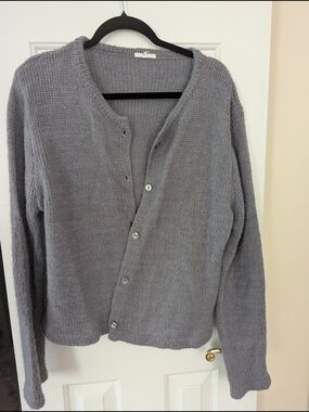 Gray Women's Button-Front Knit Cardigan